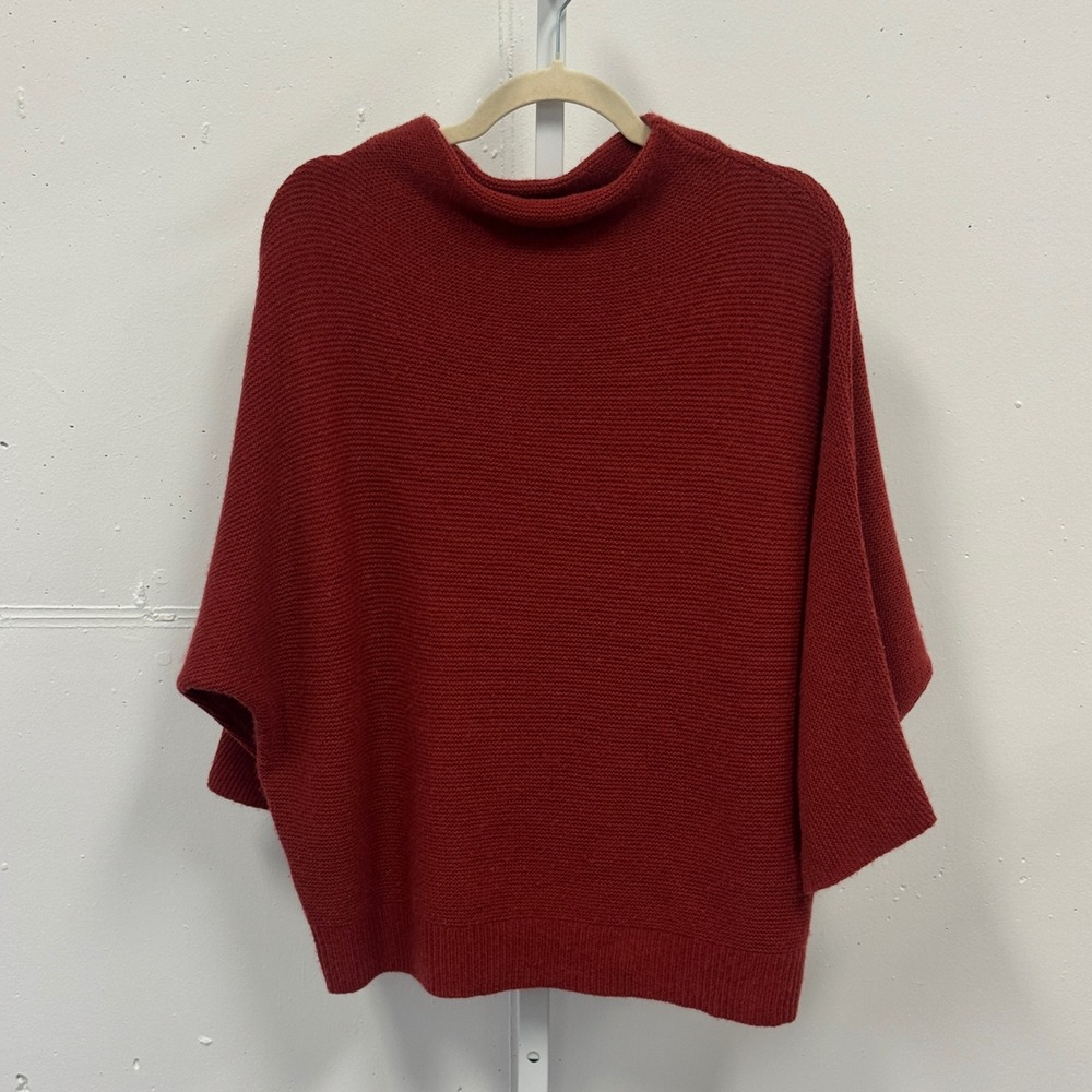 The Reset R Label Wool Cashmere Batwing Funnel Neck Sweater Rust Red S/M